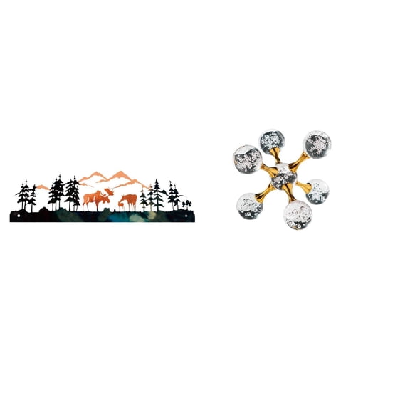 2 Pieces Wall Sculpture Bubble Sphere Figurine Metal Material for Living Room Office Shelf Decoration