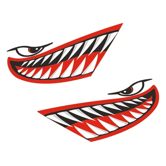 2 Pieces Waterproof Mouth Eyes Funny Decal Sticker Kayak Canoe Fishing Boat Car Truck Accessories - 3 Colors - Red