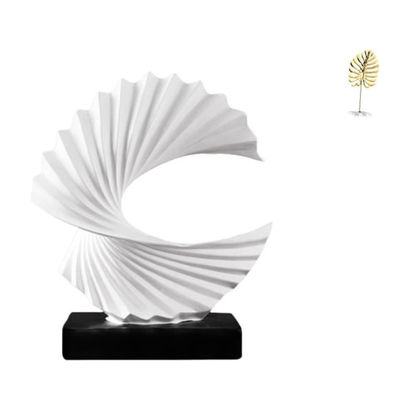 2 Pieces Wave Sculpture Leaf Statue Abstract Figurine Resin Material Modern Art Bedroom Office Decor