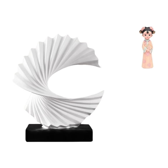 2 Pieces Wave Sculpture Modern Gift Resin Material for Home Office Bedroom Traditional Chinese Style
