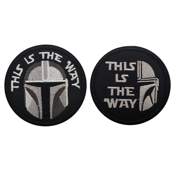 2 Pieces This is The Way Full Helmet Inspired Art Patch, Hook and Loop Backing, Funny Tactical Morale Military Patch Full Embroidery Patch for Bags, Backpacks, Clothes, Vest