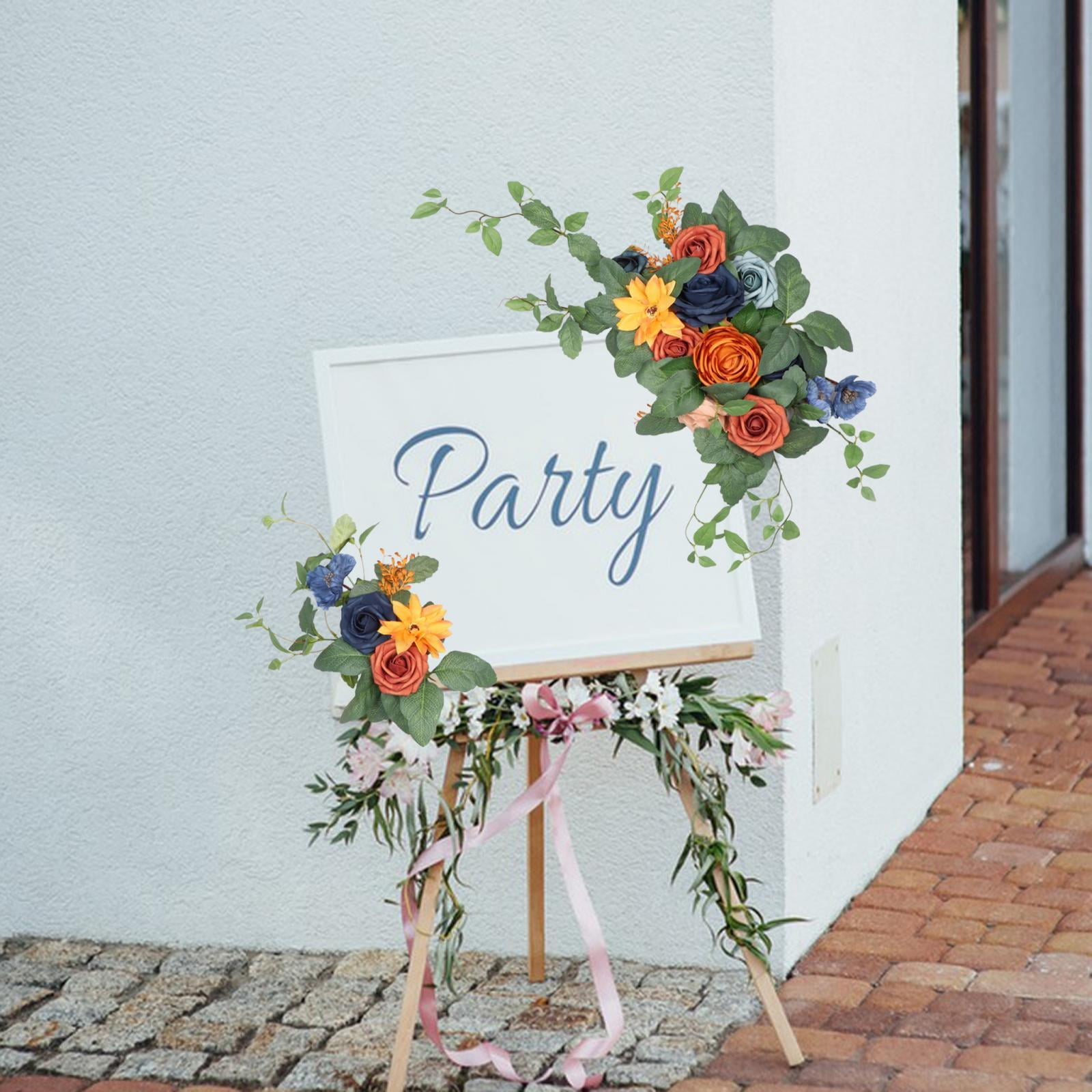 2 Pieces Wedding Arch Flower Swag Floral Swags for Arbor Wedding Chair