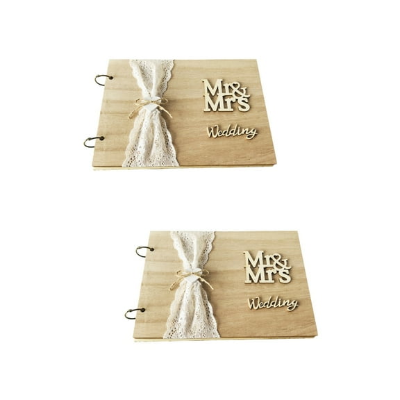SOPOTUTU Wooden Guest Book and Photo Album Set for Weddings, Multi-Color, 2 Pieces, and Elegant Keepsake