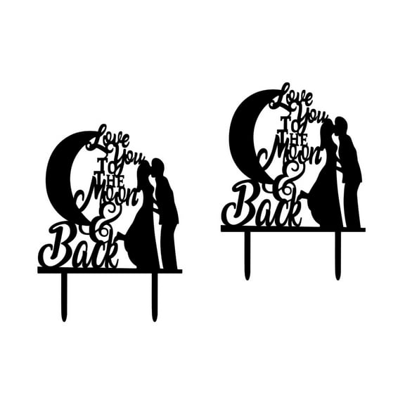 2 Pieces Wedding Topper Bride Ceremony Decor Decoration Black