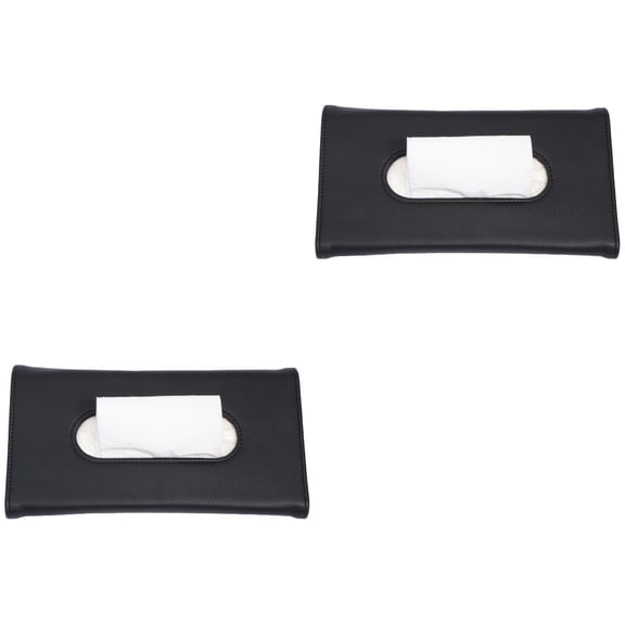WRISTBIQUE Black PU Tissue Holder with Easy Mount Clips for Car Interior, 2-Pack Convenient Dispenser
