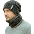thumbnail image 1 of 2 Pieces Winter Warm Hat Scarf Set Knit Thick Beanie Scarves Knitted Cap for Men, 1 of 6