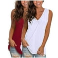 thumbnail image 1 of 2 Pieces Women Blouses V Neck Sleeveless Cotton Breathable Womens Summer Tops Casual Loungewear Tanks, 1 of 5