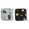 thumbnail image 1 of 2 Pieces Women Girls Napkin Storage Bags Washable Makeup Organizer Period Bags Menstrual Portable Multipurpose for Office Outdoor Earphones Black with Lemon And Blue, 1 of 8