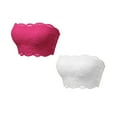 thumbnail image 1 of 2 Pieces Women's Floral Lace Tube Top Bandeau Strapless Bras Seamless Stretchy Chest Wrap, 1 of 4