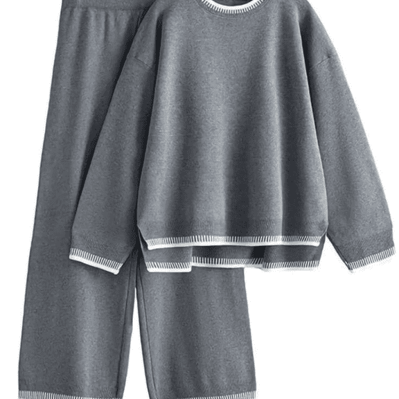 2 Pieces Women's Tracksuits Knit Sweater Outfits Sets Long Sleeve Ladies Lounge Wear Sets