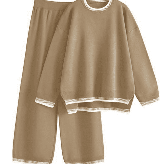 2 Pieces Women's Tracksuits Knit Sweater Outfits Sets Long Sleeve Ladies Lounge Wear Sets