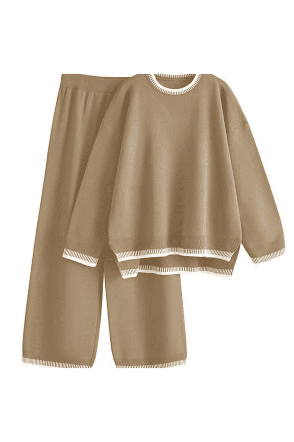 2 Pieces Women's Tracksuits Knit Sweater Outfits Sets Long Sleeve Ladies Lounge Wear Sets