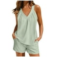 thumbnail image 1 of 2 Pieces Womens Tank Top Pajamas Set V Neck Sleepwear Sleeveless Cami and Shorts Summer Loungewear Pjs Set, 1 of 7