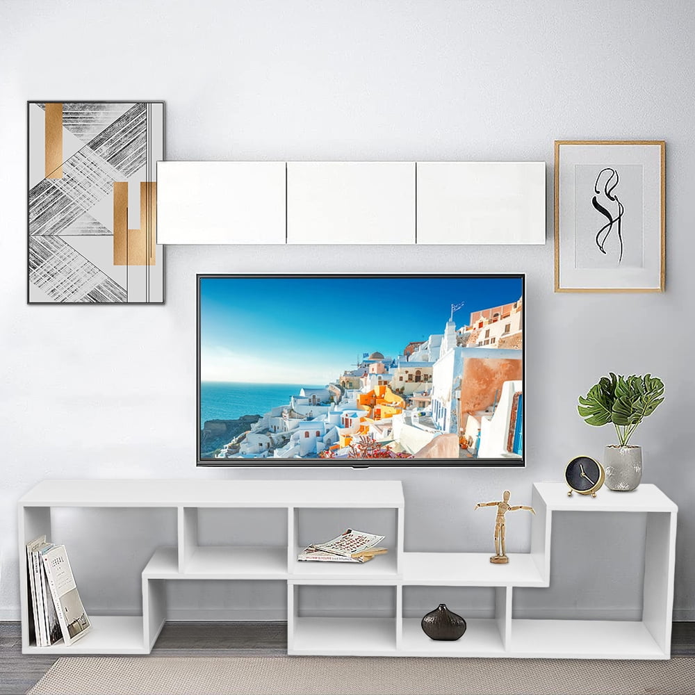 2 Pieces Wood TV Stand for 32 65 Inch TVs Adjustable TV Console Table with Storage Double L Shaped TV Stand Modern Entertainment Center for Living