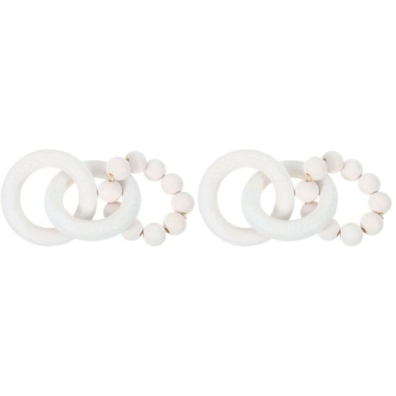 2 Pieces Wooden Chain Link Decor Aesthetic Artificial White
