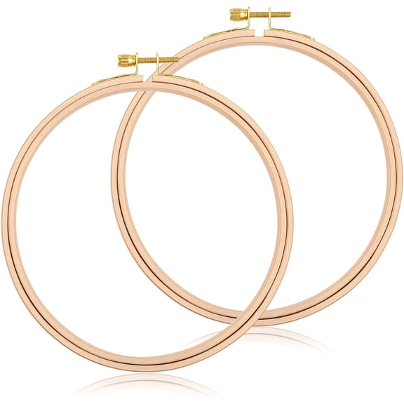 2 Pieces Wooden Embroidery Hoops 6 Inch Embroidery Hoop Wood Round Cross Stitch Hoop Adjustable Circle Hoop Ring for Embroidery, Punch Needle, Craft Sewing and Ornaments