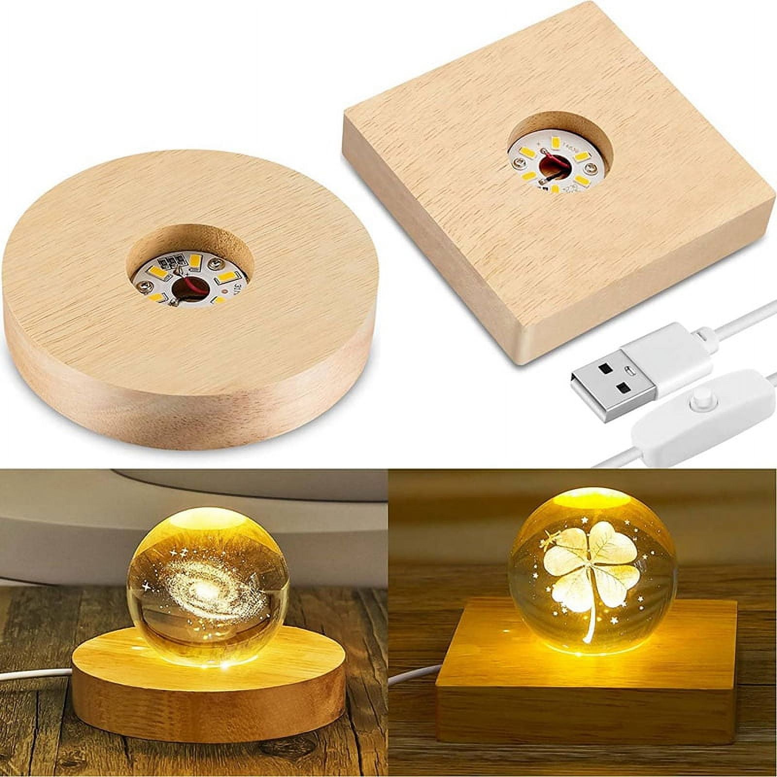 Unbranded Wooden LED Display Base, Warm Light Stand for Crystal ...