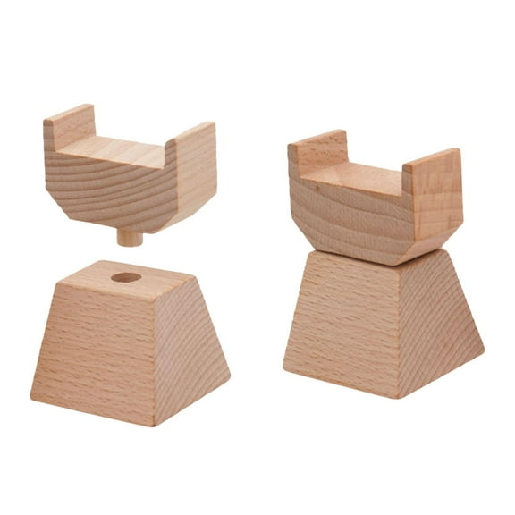 2 Pieces Wooden Train Track Risers Bridge Pier Hand Eye Coordination Wood for Children Creative Play