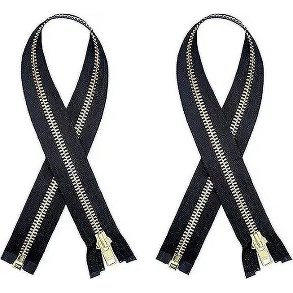 2 Pieces YKK #5 Brass Separating Metal Zippers for Jackets, Coats, Sewing, & Crafts - 26" Inches