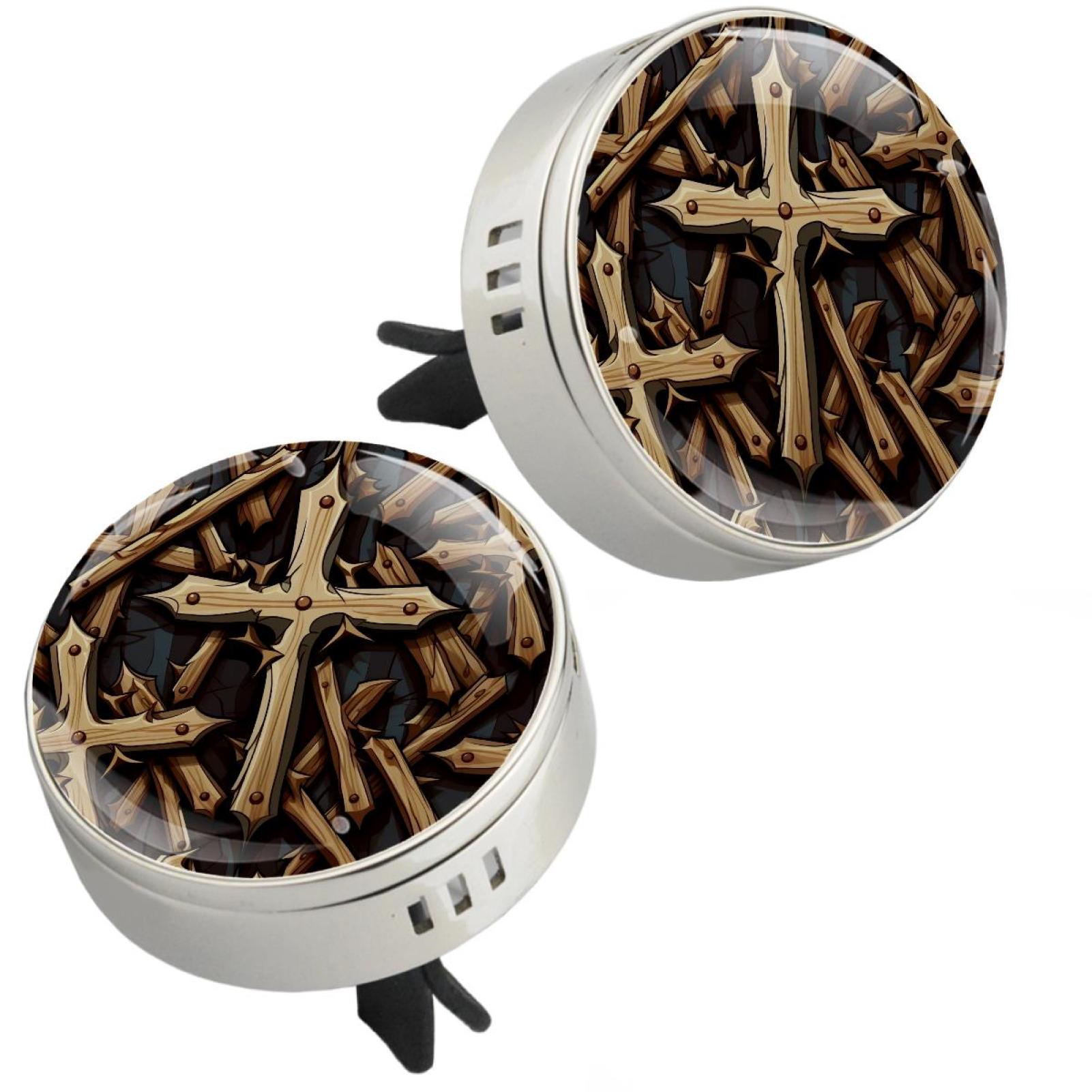 2 Pieces Zinc Alloy Easter Cross Car Aromatherapy Essential Oil