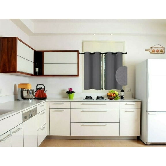 2 Pieces charcoal window curtain thermal panels blackout with grommets silky soft texture unlined heavy thick for any room decor K30