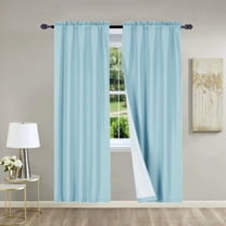 2- Pieces drapes Light blue color blackout panel lined rod pocket 100% privacy window curtain treatment 84" Long each panel R64