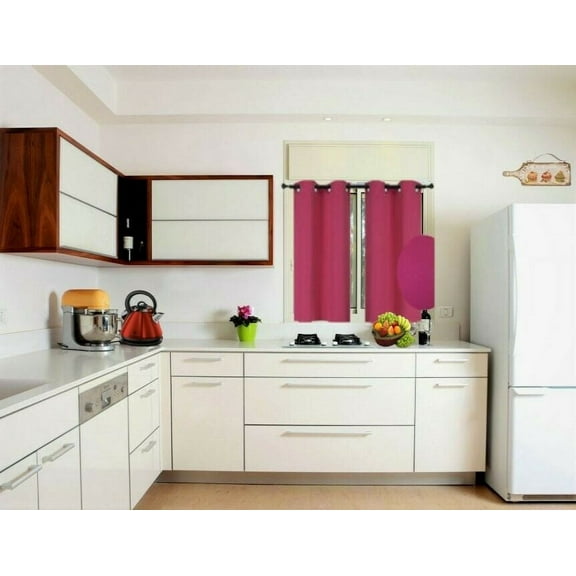 2 Pieces hot pink window curtain thermal panels blackout with grommets silky soft texture unlined heavy thick for any room decor K30