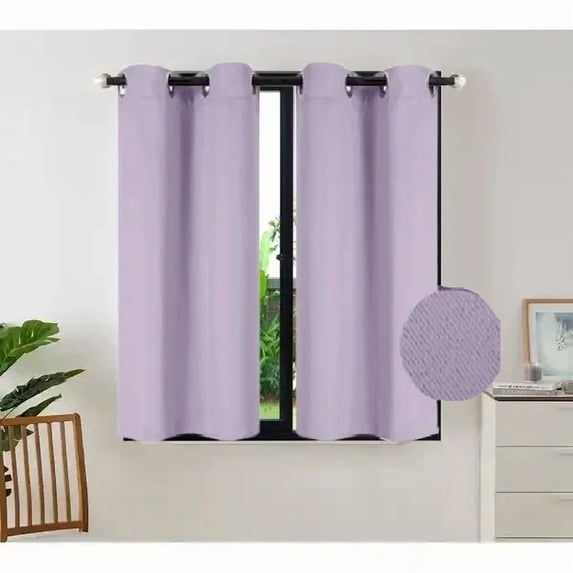 Gorgeous Home Linen Thermal Grommet Lilac Short Window Panels 28" Wide Curtain Unlined Blackout 54" Long 2pc