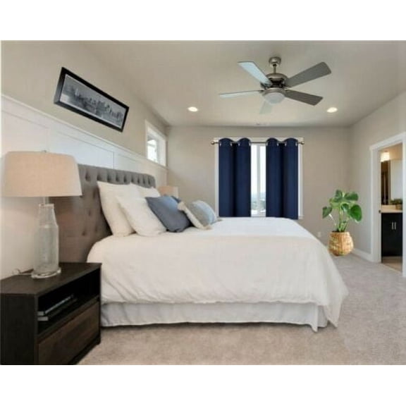 Gorgeous Home Linen Thermal Grommet Navy Blue Short Window Panels 28" Wide Curtain Unlined Blackout 54" Long 2pc