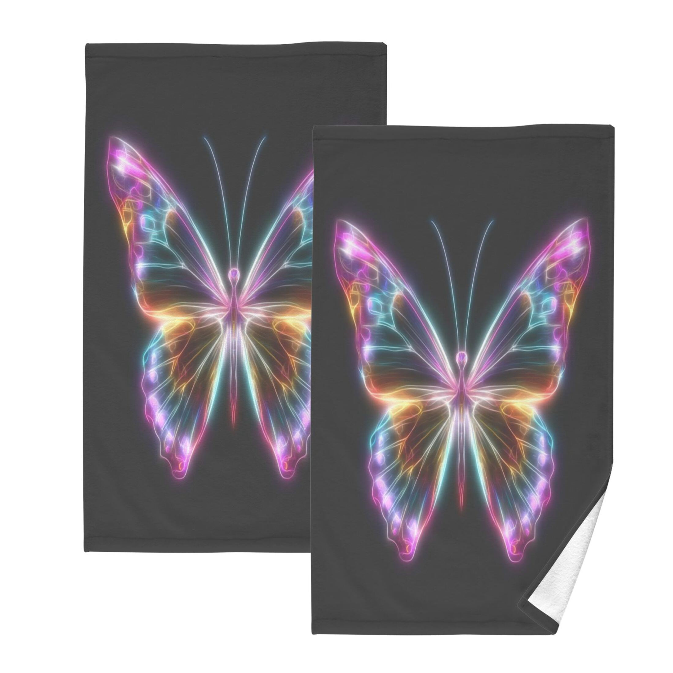 2 Pieces of Cotton Towel Face Towel Set Hand Towel Bath Towel Cotton Bath Towel Sets Beautiful Colorful Butterfly