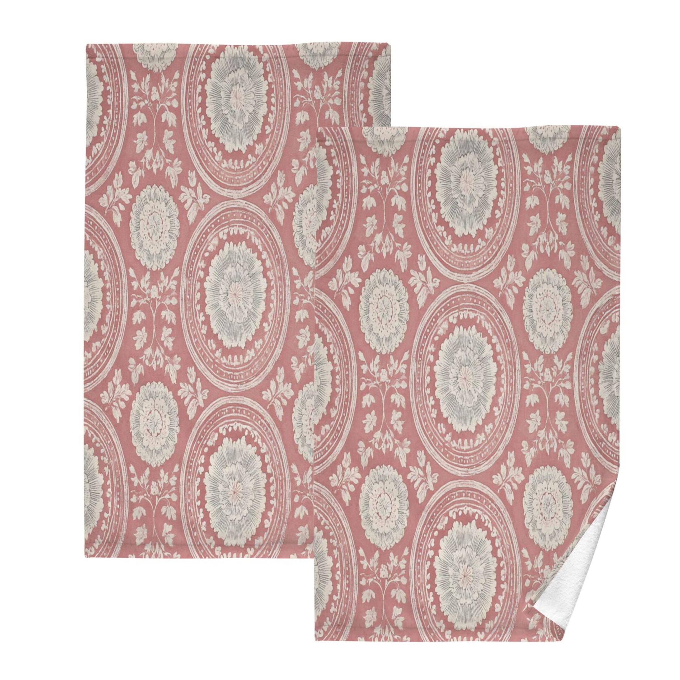 2 Pieces of Cotton Towel Face Towel Set Hand Towel Bath Towel Cotton Bath Towel Sets Blush Circles Rose Tones