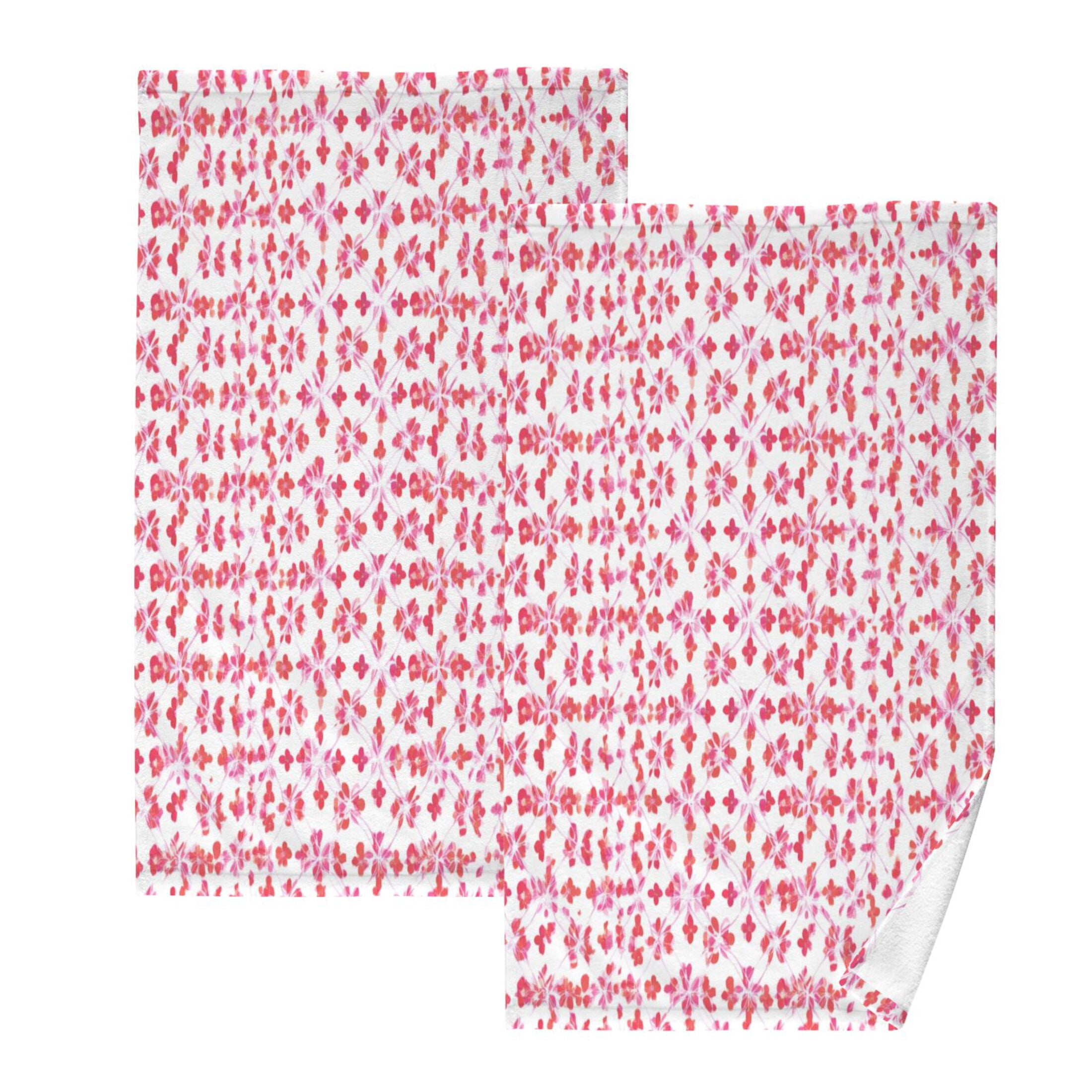 2 Pieces of Cotton Towel Face Towel Set Hand Towel Bath Towel Cotton Bath Towel Sets Blush Dots Soft Texture Weave