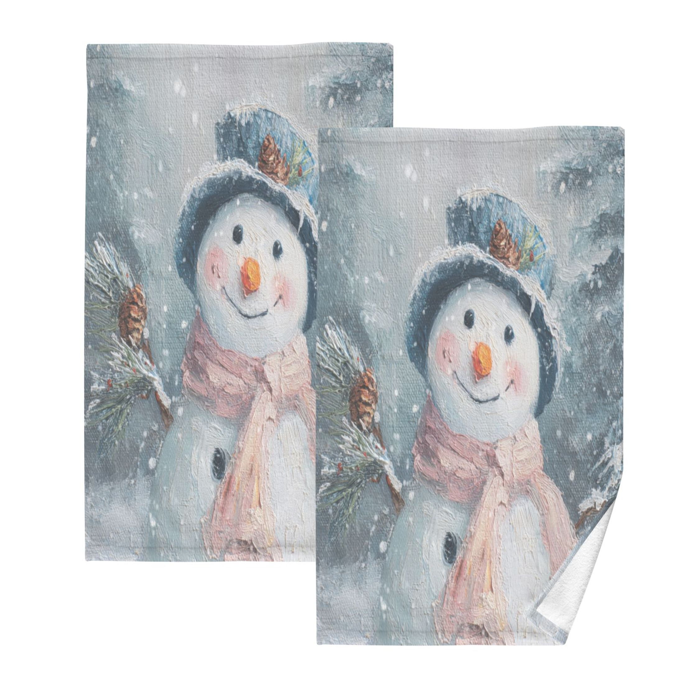 2 Pieces of Cotton Towel Face Towel Set Hand Towel Bath Towel Cotton Bath Towel Sets Cartoon Beautiful Christmas Snowman