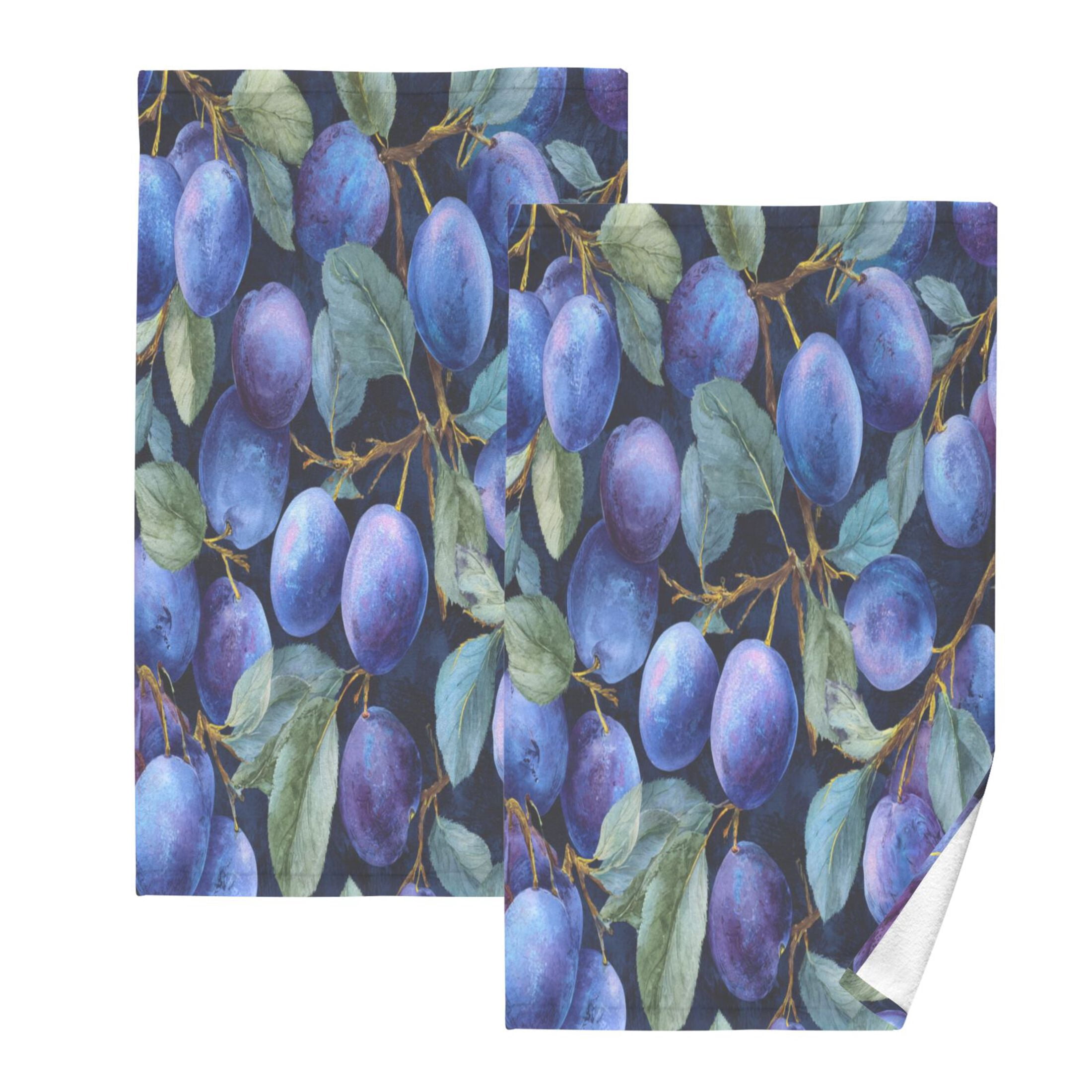 2 Pieces of Cotton Towel Face Towel Set Hand Towel Bath Towel Cotton Bath Towel Sets Deep Blue Plum