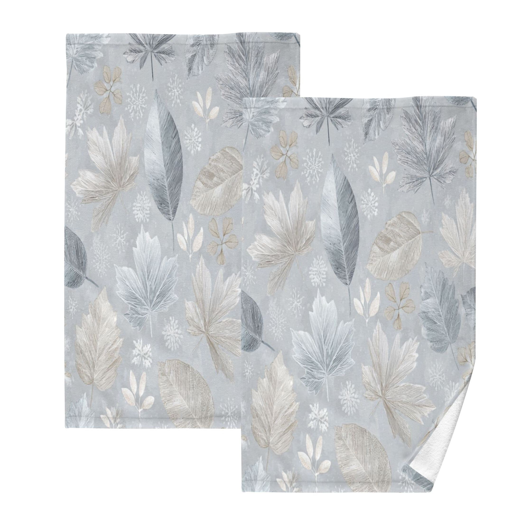 2 Pieces of Cotton Towel Face Towel Set Hand Towel Bath Towel Cotton Bath Towel Sets Frozen Fallen Leaves Design