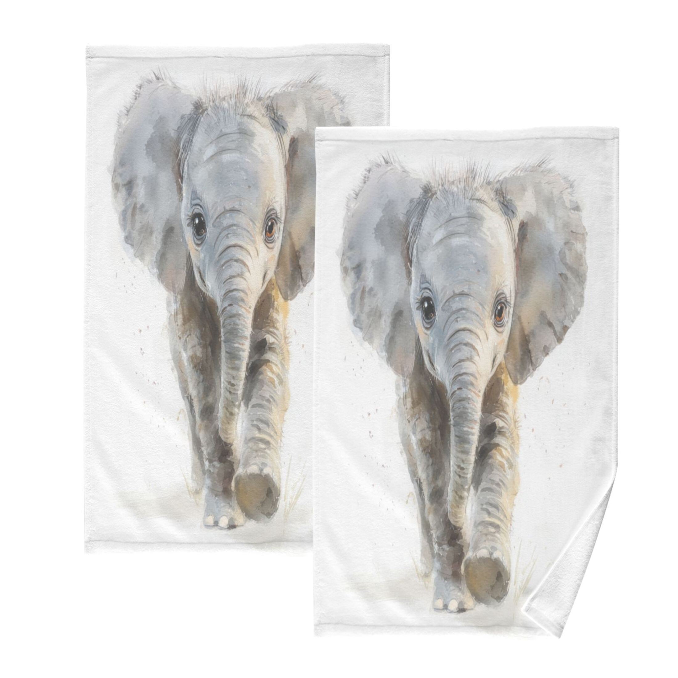 2 Pieces of Cotton Towel Face Towel Set Hand Towel Bath Towel Cotton Bath Towel Sets Gentle Cute Elephant