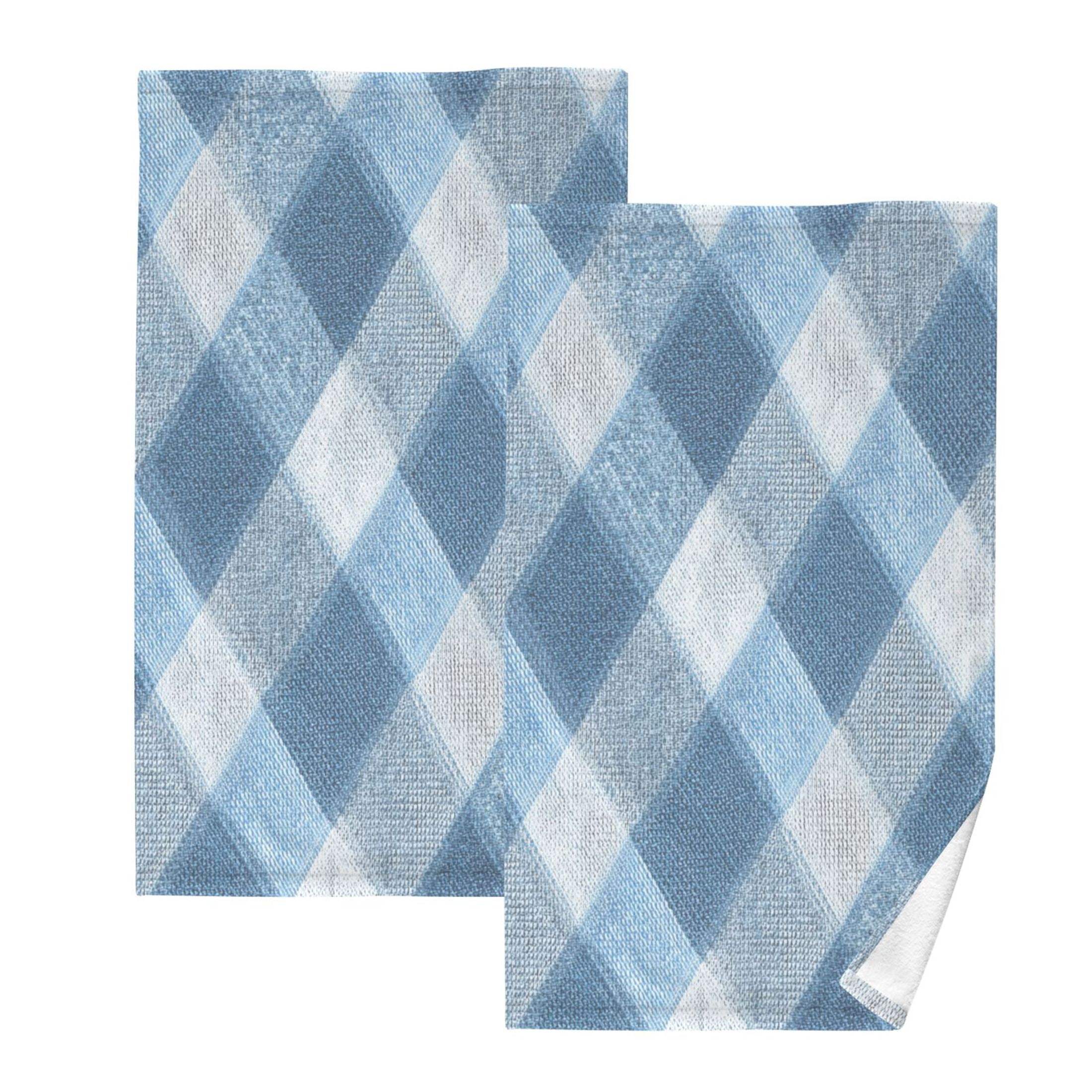 2 Pieces of Cotton Towel Face Towel Set Hand Towel Bath Towel Cotton Bath Towel Sets Light Blue Denim