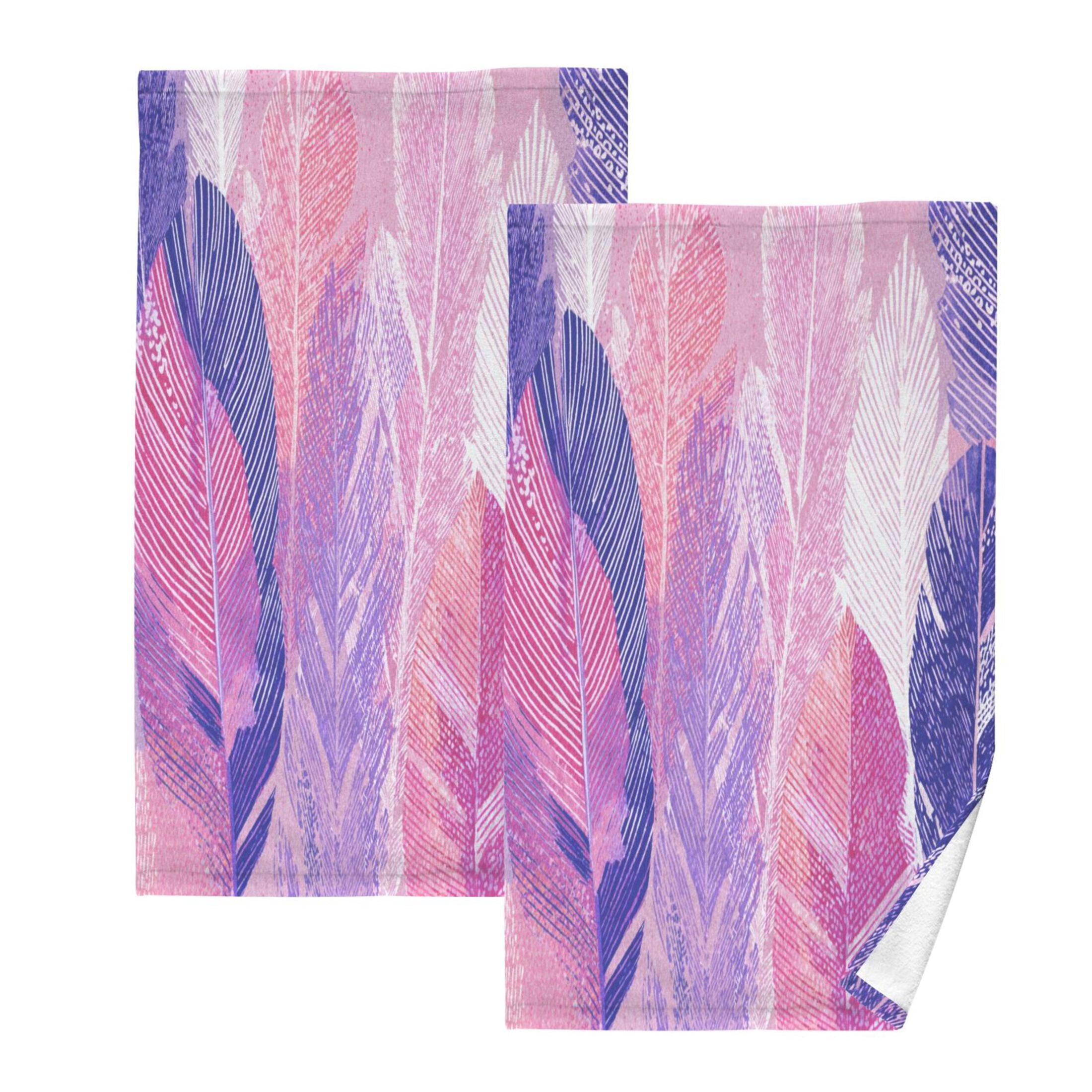 2 Pieces of Cotton Towel Face Towel Set Hand Towel Bath Towel Cotton Bath Towel Sets Magenta Plume Watercolor Strokes
