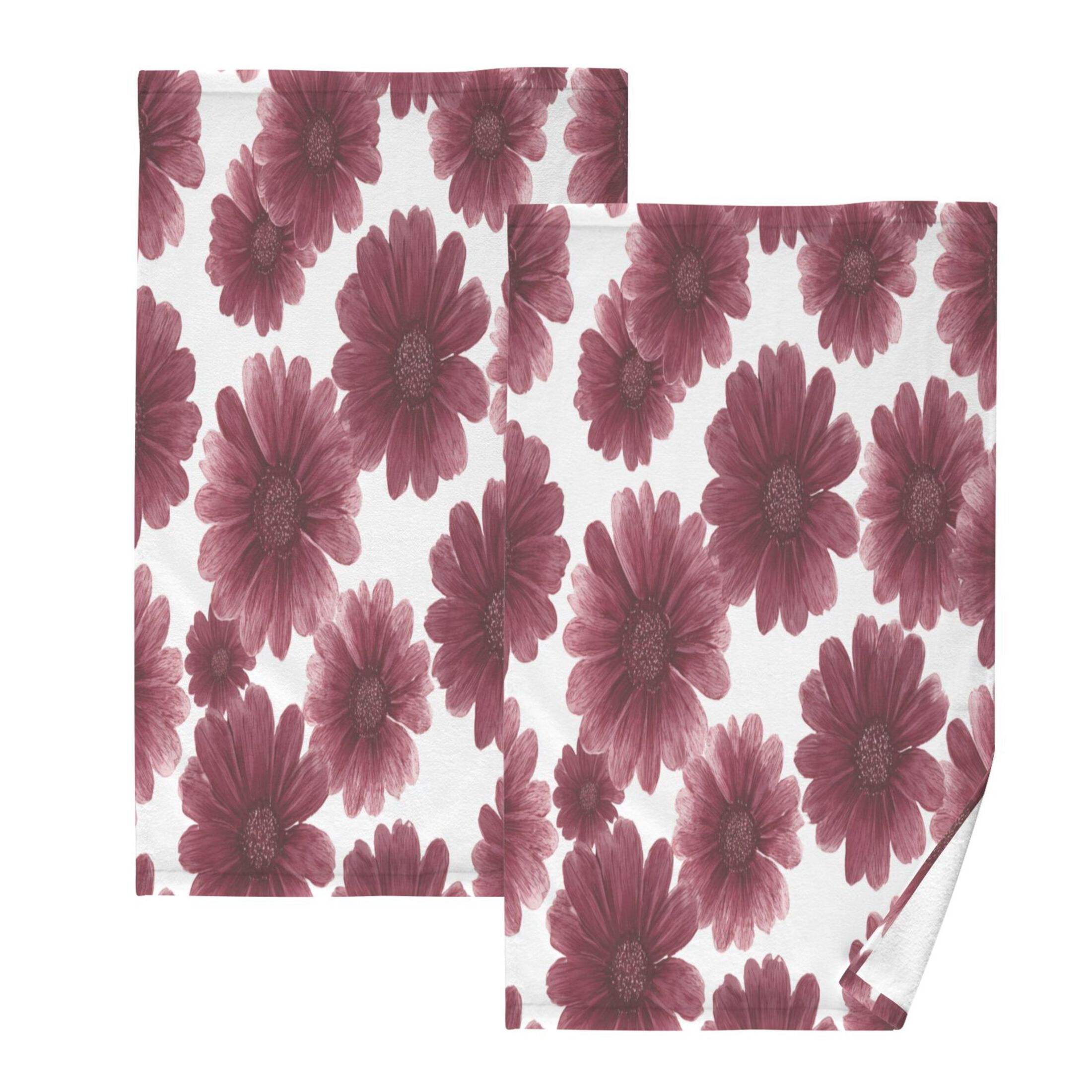 2 Pieces of Cotton Towel Face Towel Set Hand Towel Bath Towel Cotton Bath Towel Sets Seamless Pattern Maroon