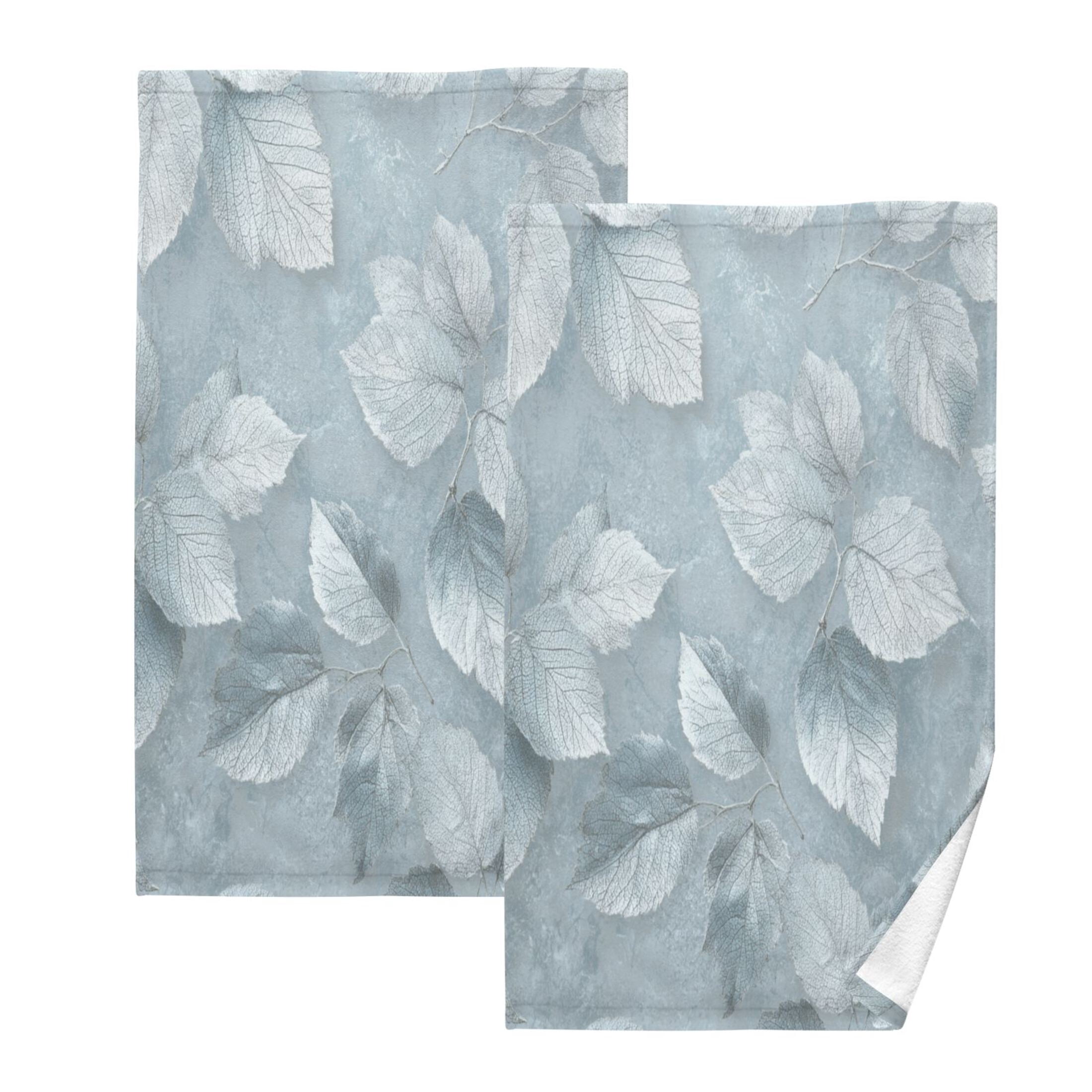 2 Pieces of Cotton Towel Face Towel Set Hand Towel Bath Towel Cotton Bath Towel Sets Shiny Silver Frost Leaf