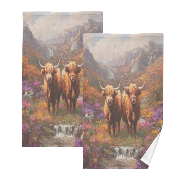 2 Pieces of Cotton Towel Face Towel Set Hand Towel Bath Towel Cotton Bath Towel Sets Two Cute Cattle