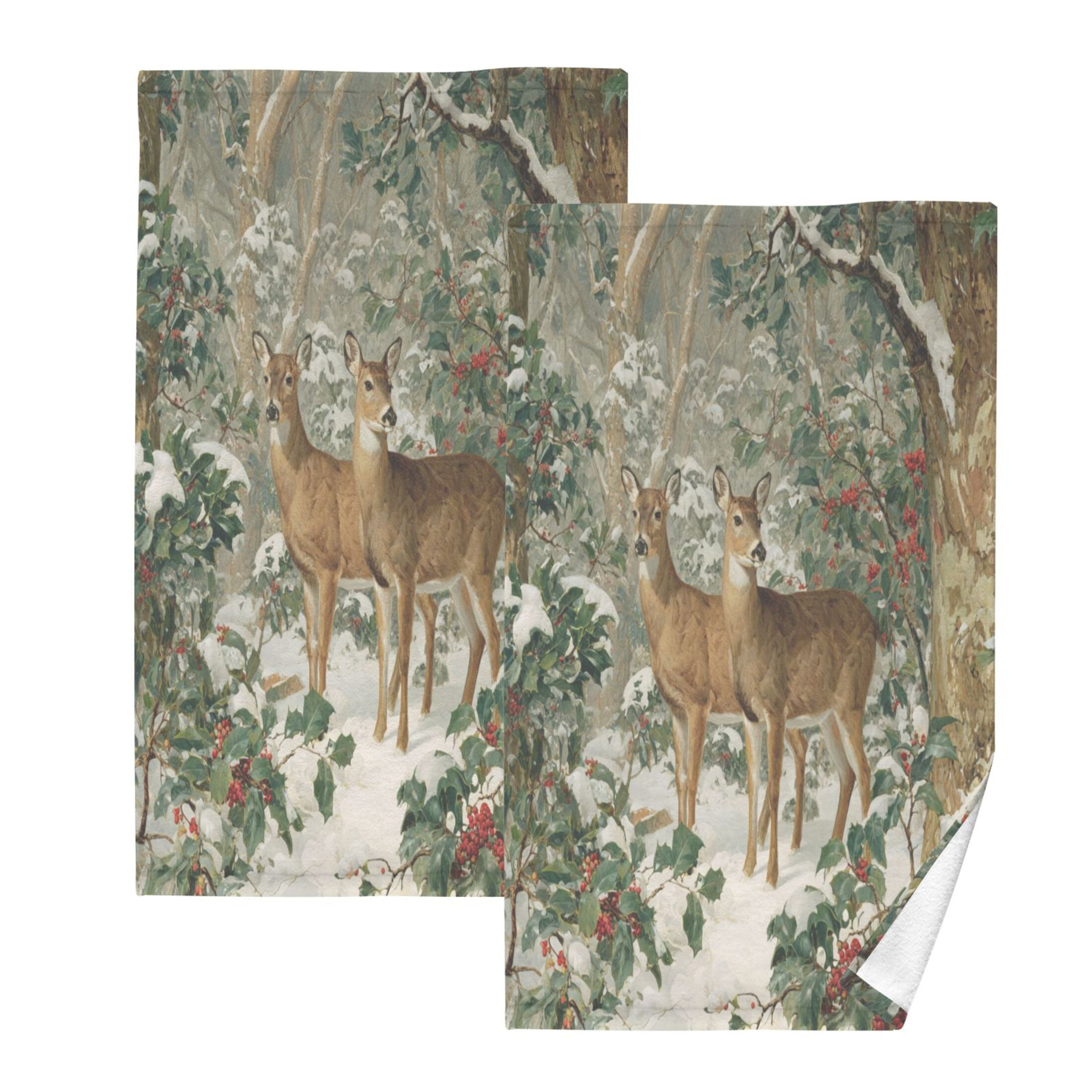 2 Pieces of Cotton Towel Face Towel Set Hand Towel Bath Towel Cotton Bath Towel Sets Two Deer