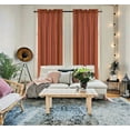 thumbnail image 1 of 2 Pieces semi sheer brick color faux silk see thru curtain textured panels window treatment with rod pocket privacy light filtering drapes for any room home décor, 1 of 3