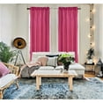 thumbnail image 1 of 2 Pieces semi sheer hot pink color faux silk see thru curtain textured panels window treatment with rod pocket privacy light filtering drapes for any room home décor, 1 of 3