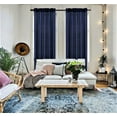 thumbnail image 1 of 2 Pieces semi sheer navy blue color faux silk see thru curtain textured panels window treatment with rod pocket privacy light filtering drapes for any room home décor, 1 of 2