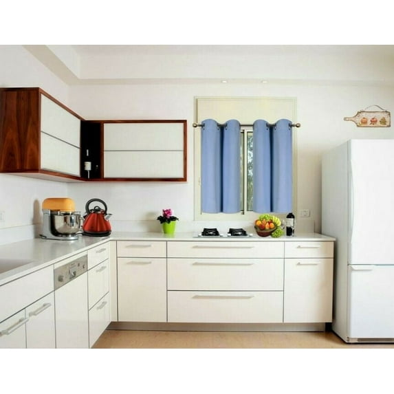 2 Pieces slate window curtain thermal panels blackout with grommets silky soft texture unlined heavy thick for any room decor K30