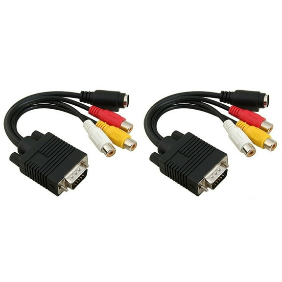 2 Pieces to 3 Cable SVGA to S-Video Adapter VGA to 3 Adapter Adapter
