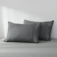 thumbnail image 1 of 2 Pillowcases Double Brushed Wrinkle Resistant 100% Microfiber Embroidered Design, Deep Grey, Queen Size, 1 of 4
