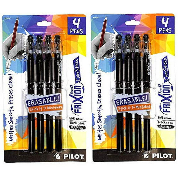 (2) Pilot FriXion ColorSticks Erasable Pen, Ink Color: Black, Point: Fine (0.7mm), 4 Packs (15184)