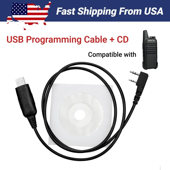 2 Pin 2 Way Radio USB Programming Cable Compatible with Retevis RT22 RT21 RT68 RT22S RT19 RT86 RT15 H-777 NR10 RT85 RB89 RB29 Baofeng UV-5R BF-888S Arcshell AR-5 TYT Walkie Talkie(1 Pack)